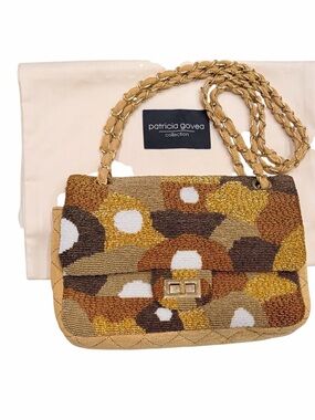 Patricia Govea Collection Beaded Quilted Gold Chain Shoulder Bag Saulina